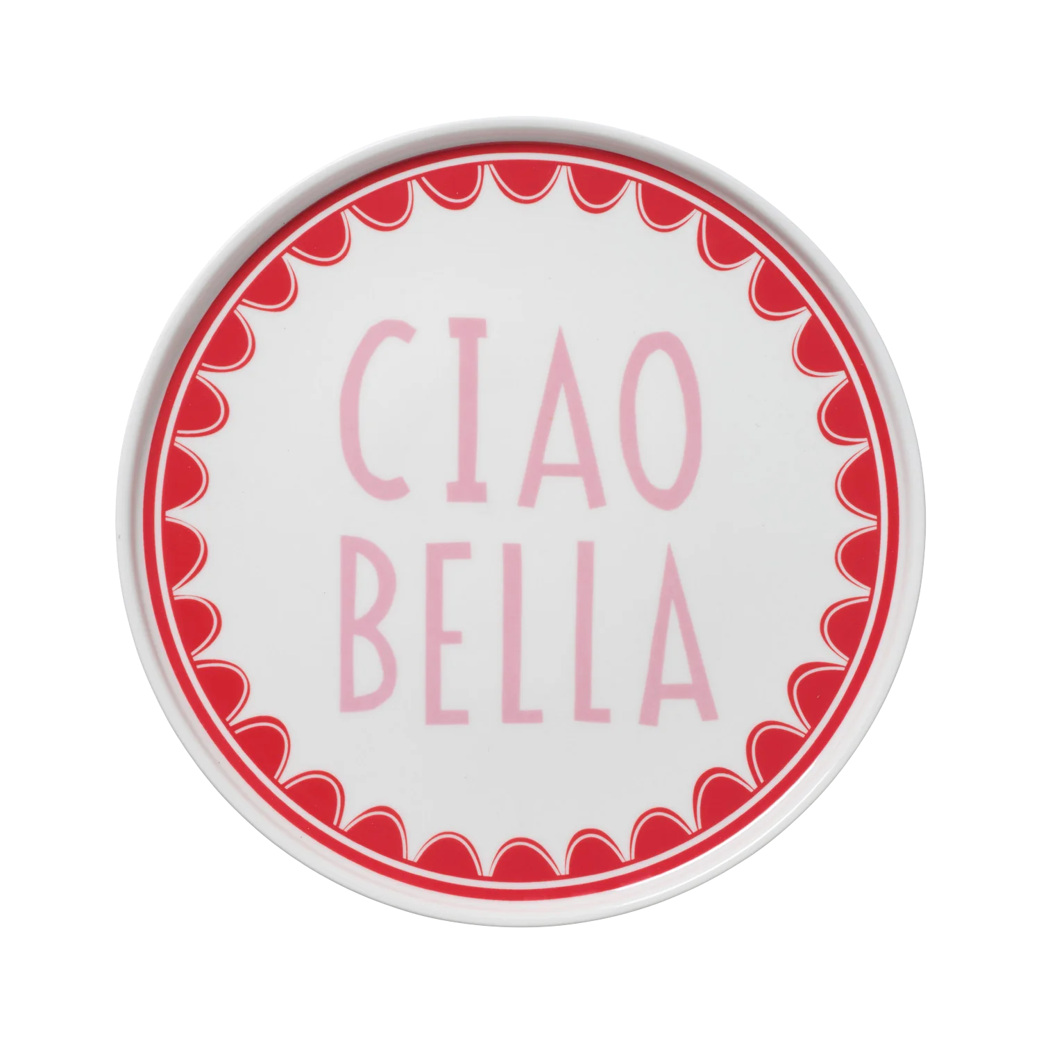 Ciao Bella Plate Red Scallop Boarder