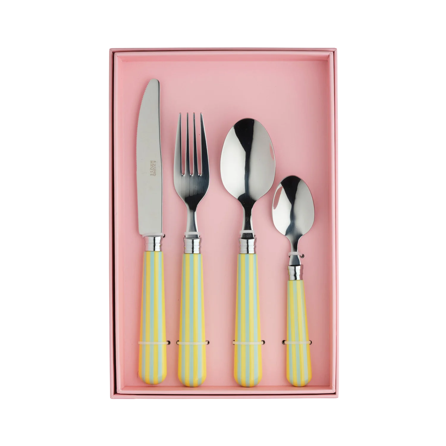 Lemon & Blue Stripe Cutlery Set 16 Piece