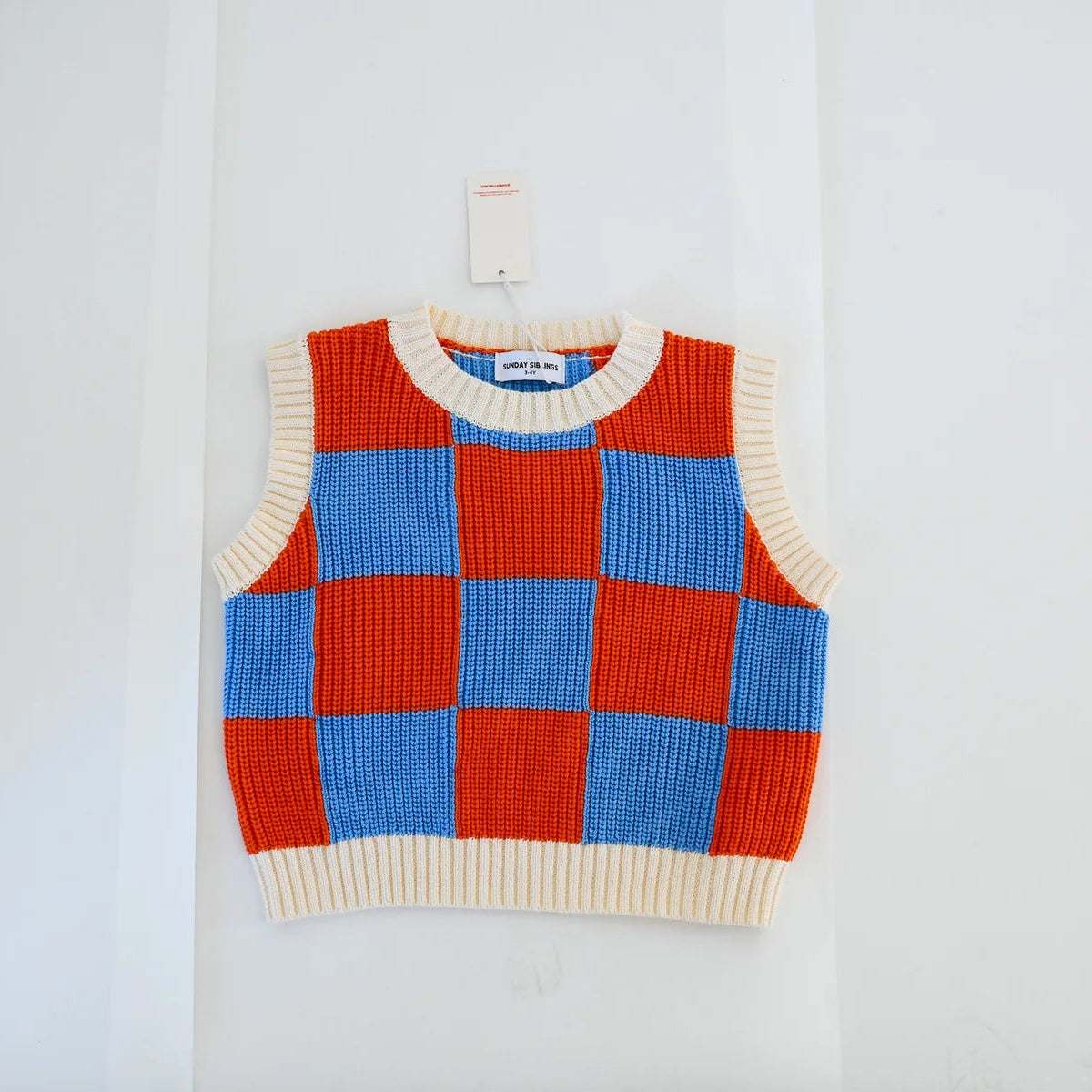 Nonno Vest - Blue + Orange Check