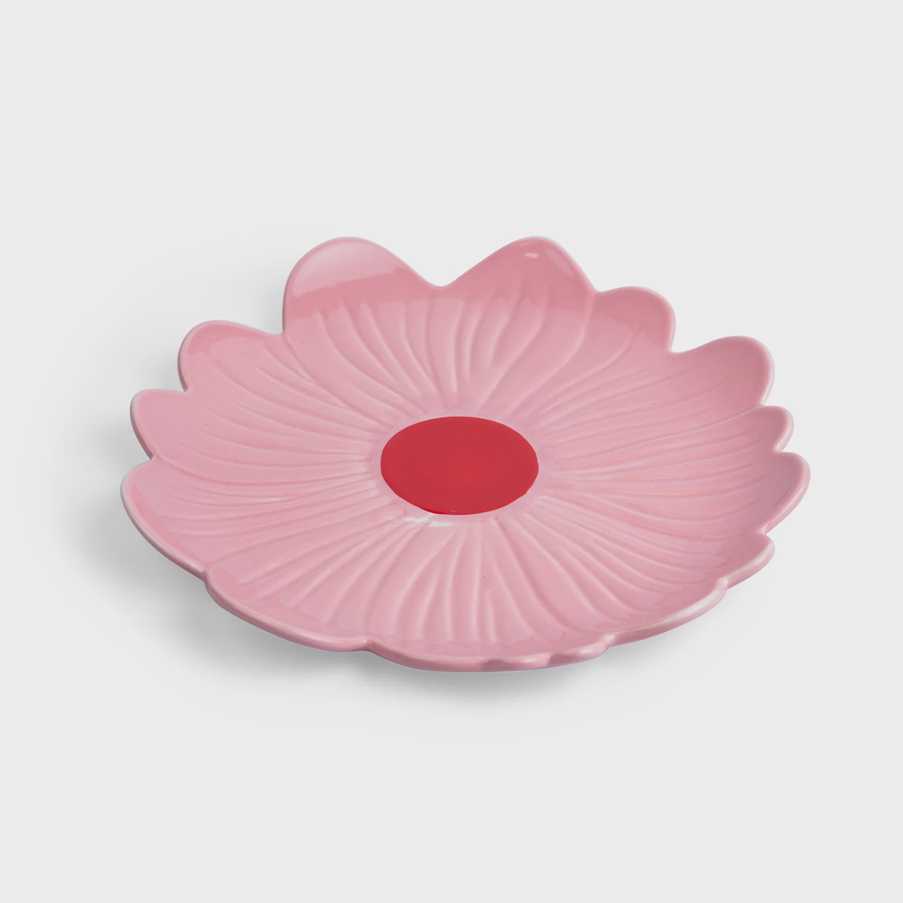 Ceramic Flower Plate | Pink with Red