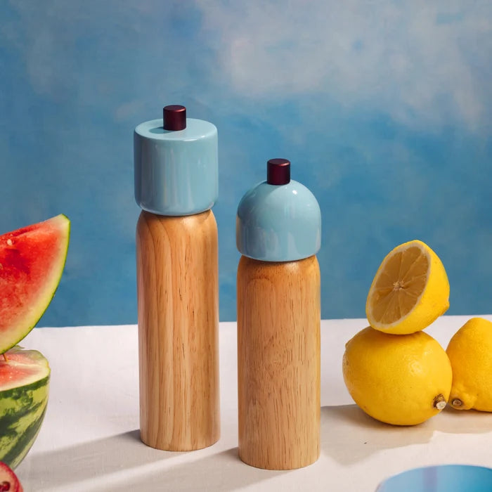 Salt & Pepper Grinder - Sky Blue & Burgundy | Medium