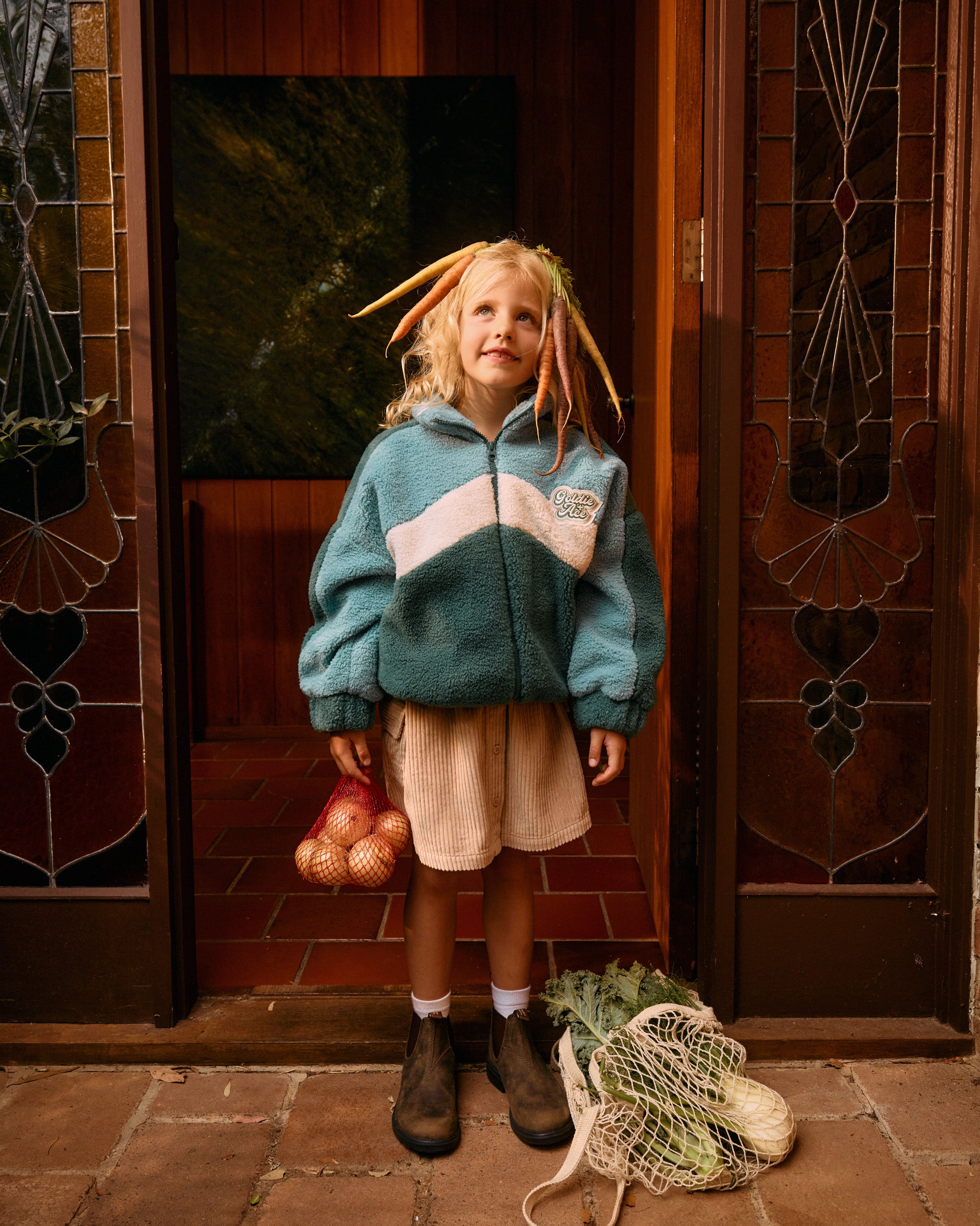 FRANKIE SHERPA JACKET TEAL/CREAM/DARK JADE