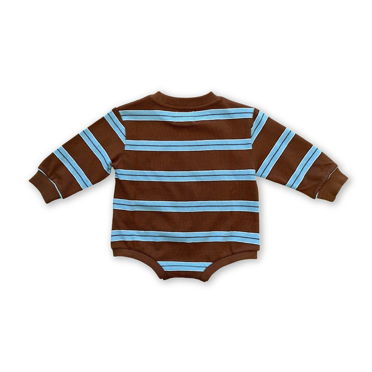 Cotton Sports Stripe Romper - Teddy