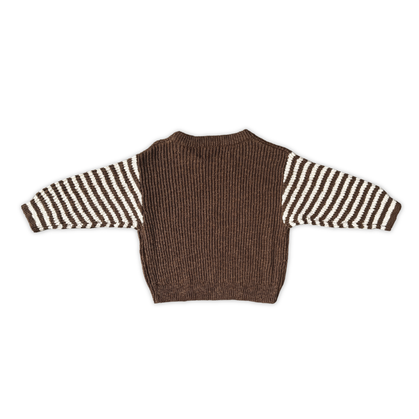 Organic Stripe Sleeve Knit Pull Over - Espresso