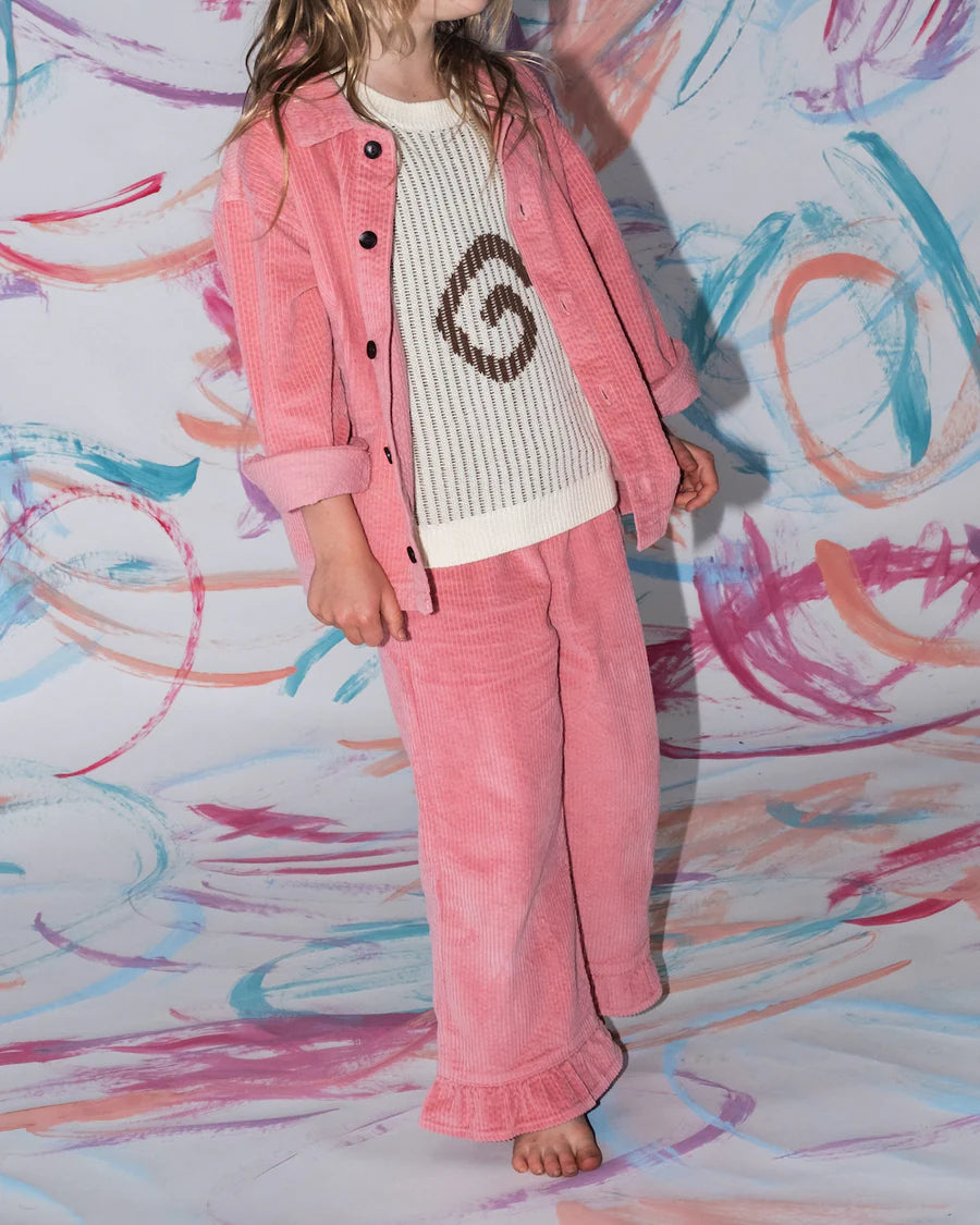 Organic Cord Frill Pant - Sorbet