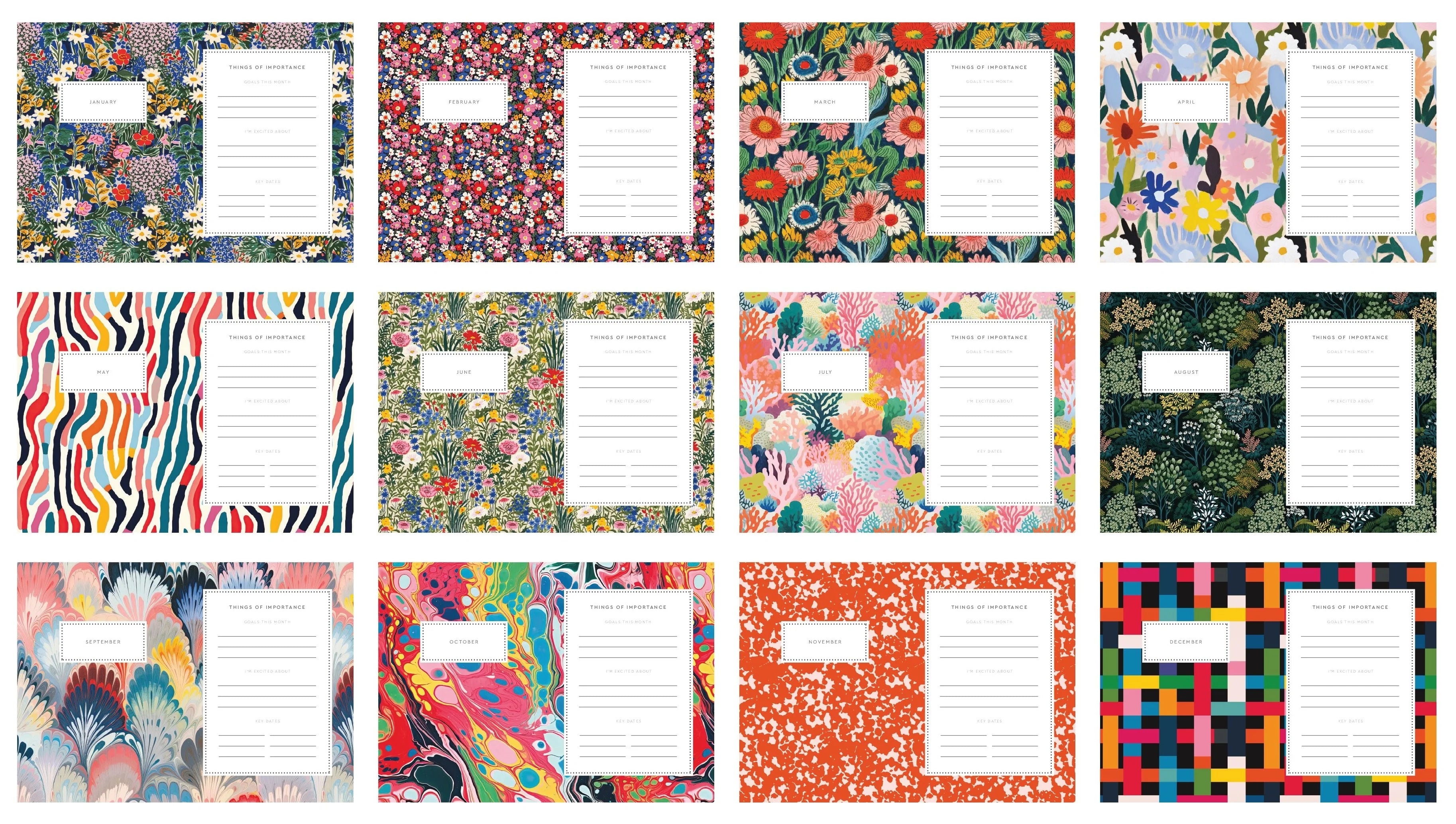 Kaleido A6 Diary- Gouache Floral