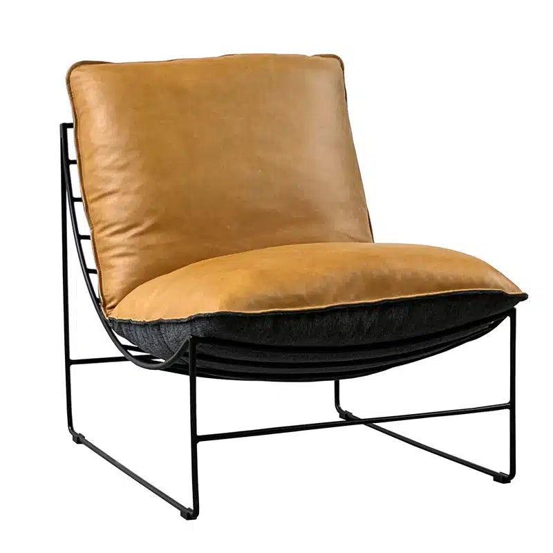 Leonardo Leather Lounge Chair - Cognac & Twilight