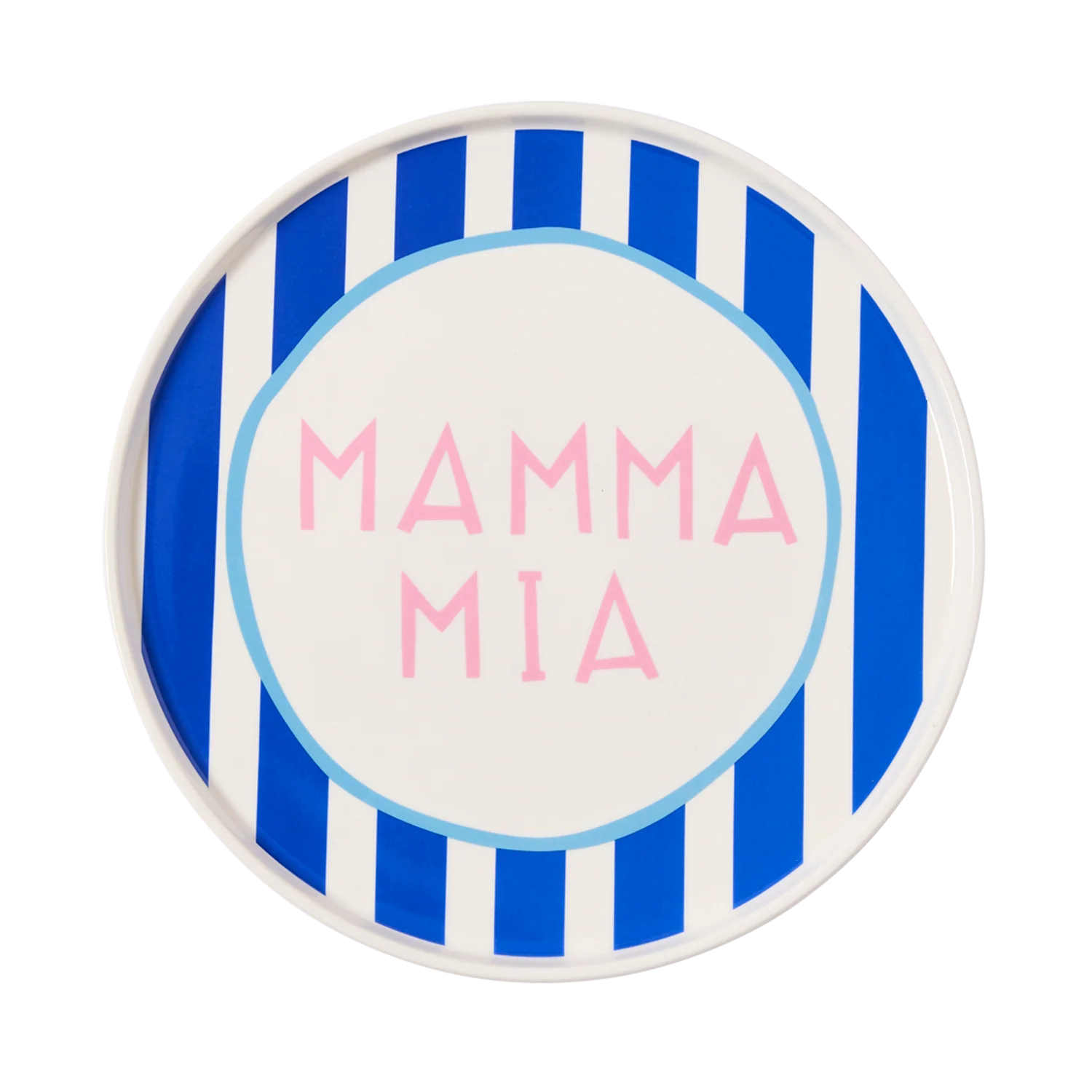 Blue Stripe Mamma Mia Plate