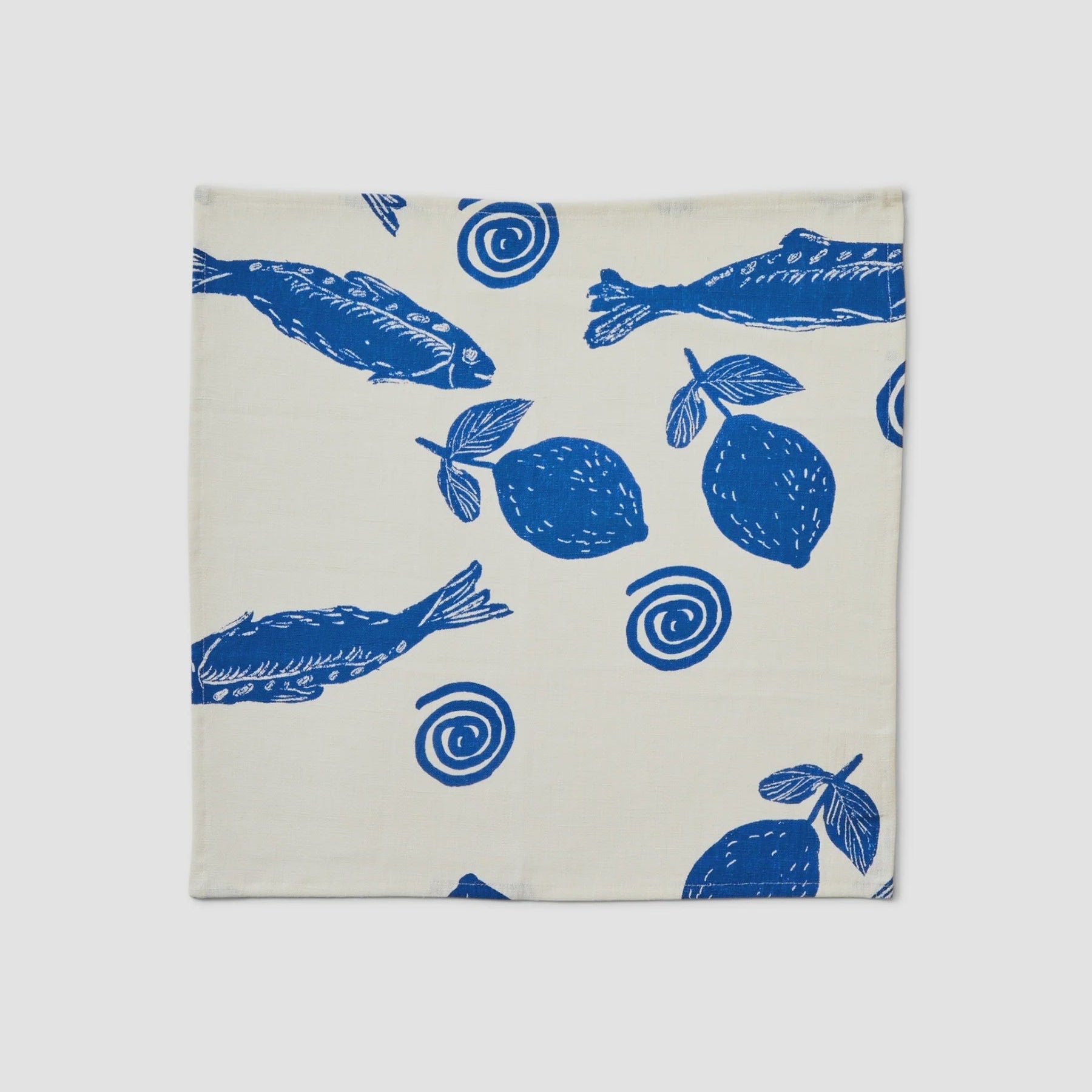 Sardines Blue Linen Napkins - Set of 4