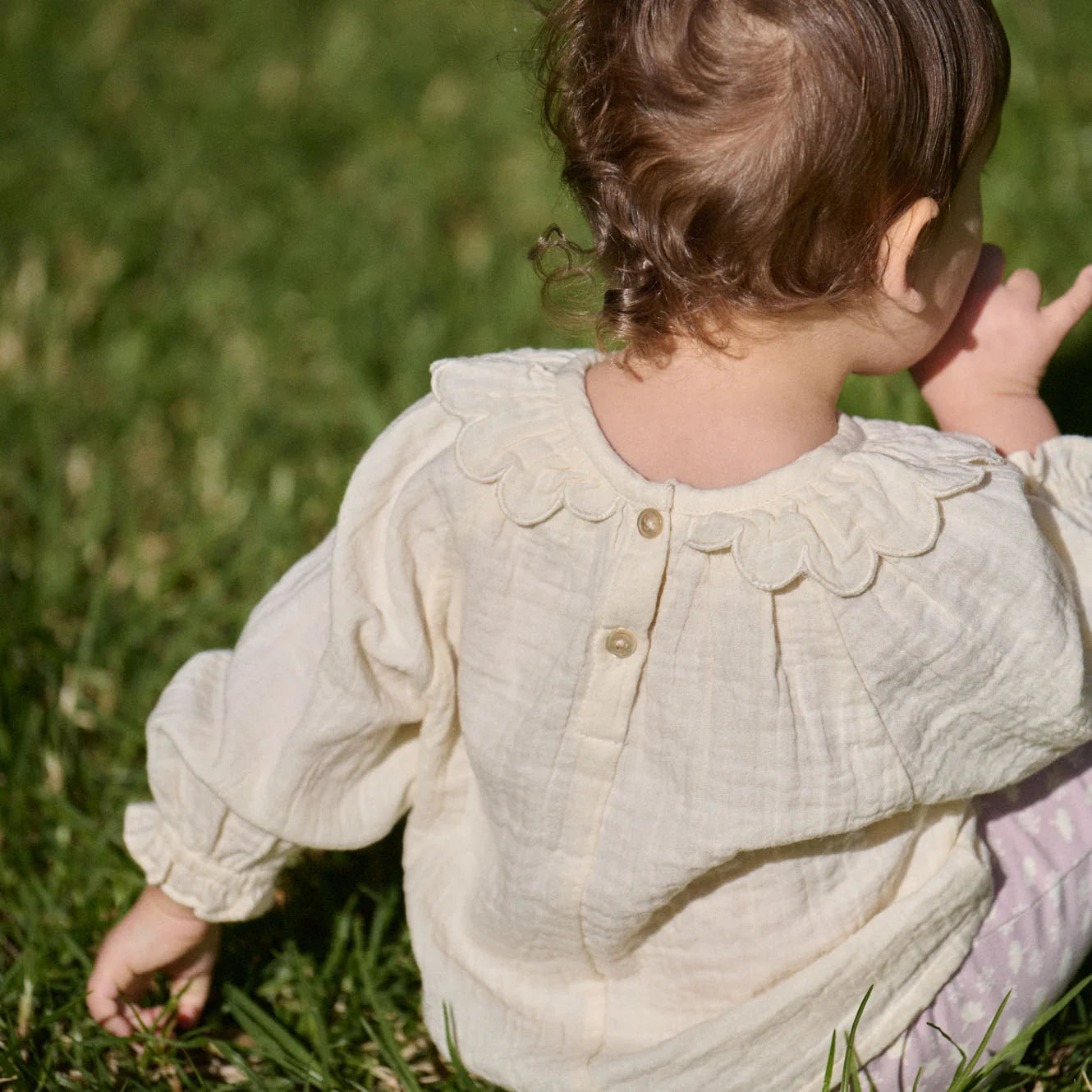 RUFFLE CAMERON BLOUSE - Natural