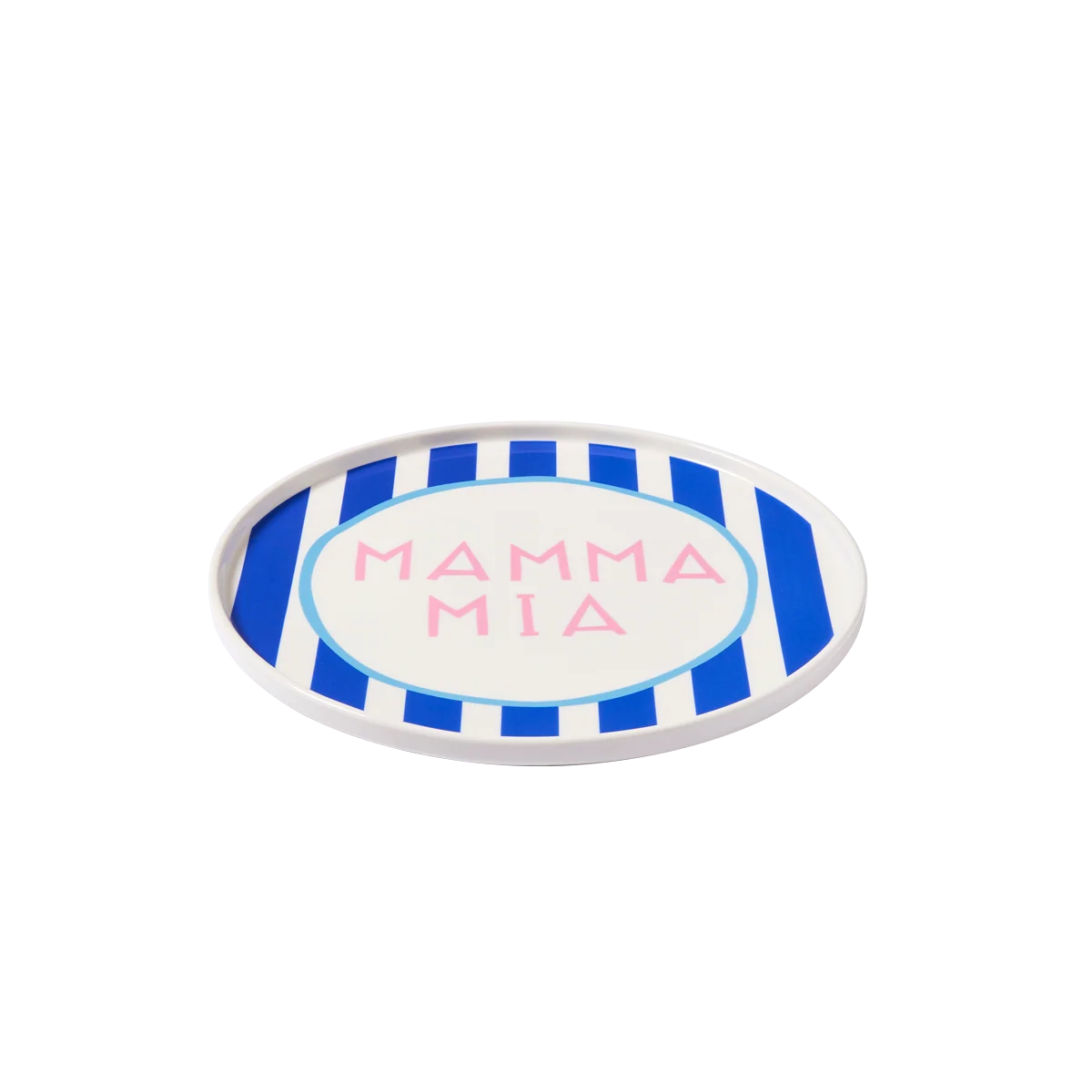 Blue Stripe Mamma Mia Plate