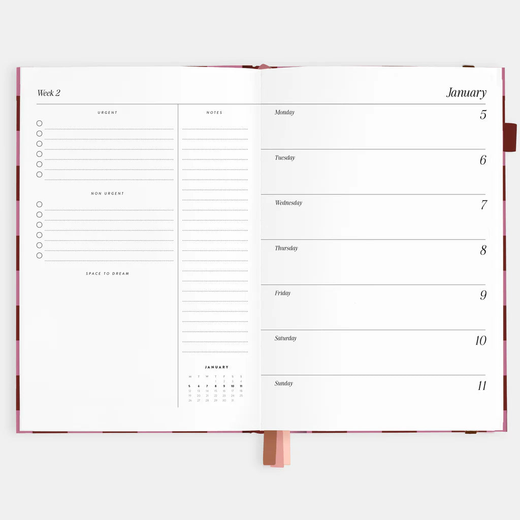 2026 A5 Horizontal Planner - Cherry Check