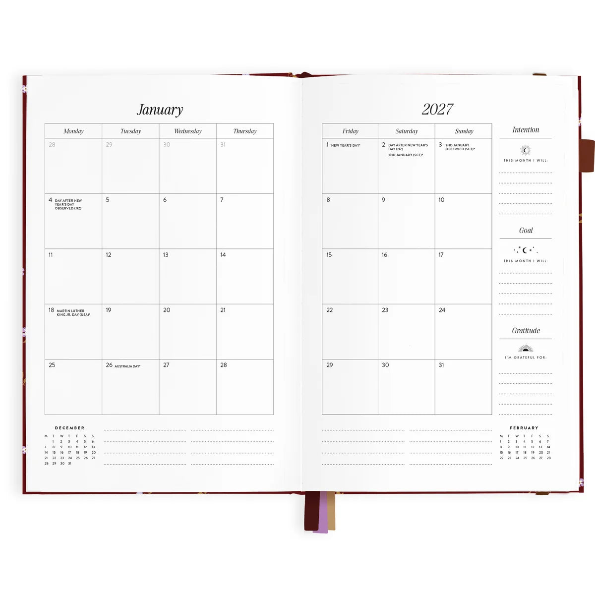 2027 A5 Vertical Planner - Cherry Wisteria