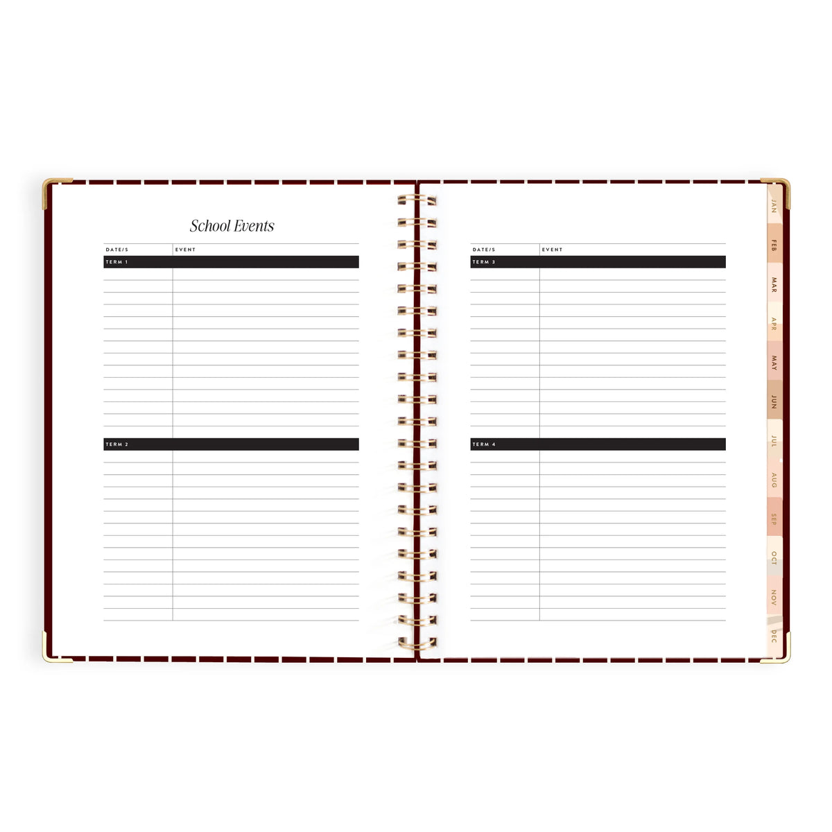 2027 A4 Academic Vertical Planner - Merlot Pinstripe