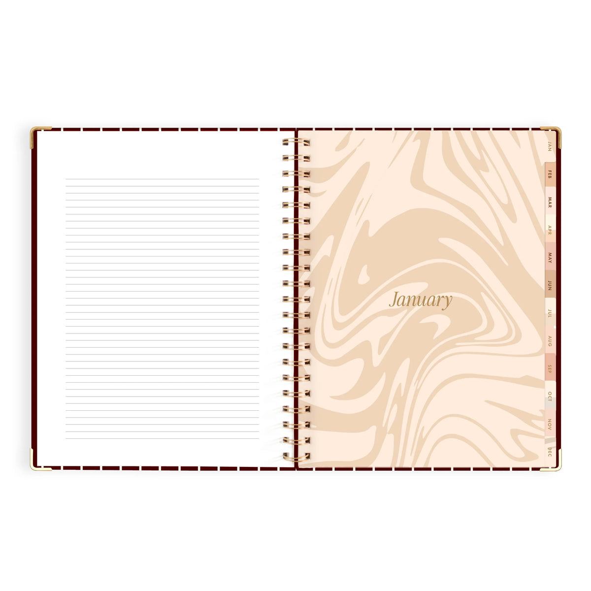 2027 A4 Academic Vertical Planner - Merlot Pinstripe