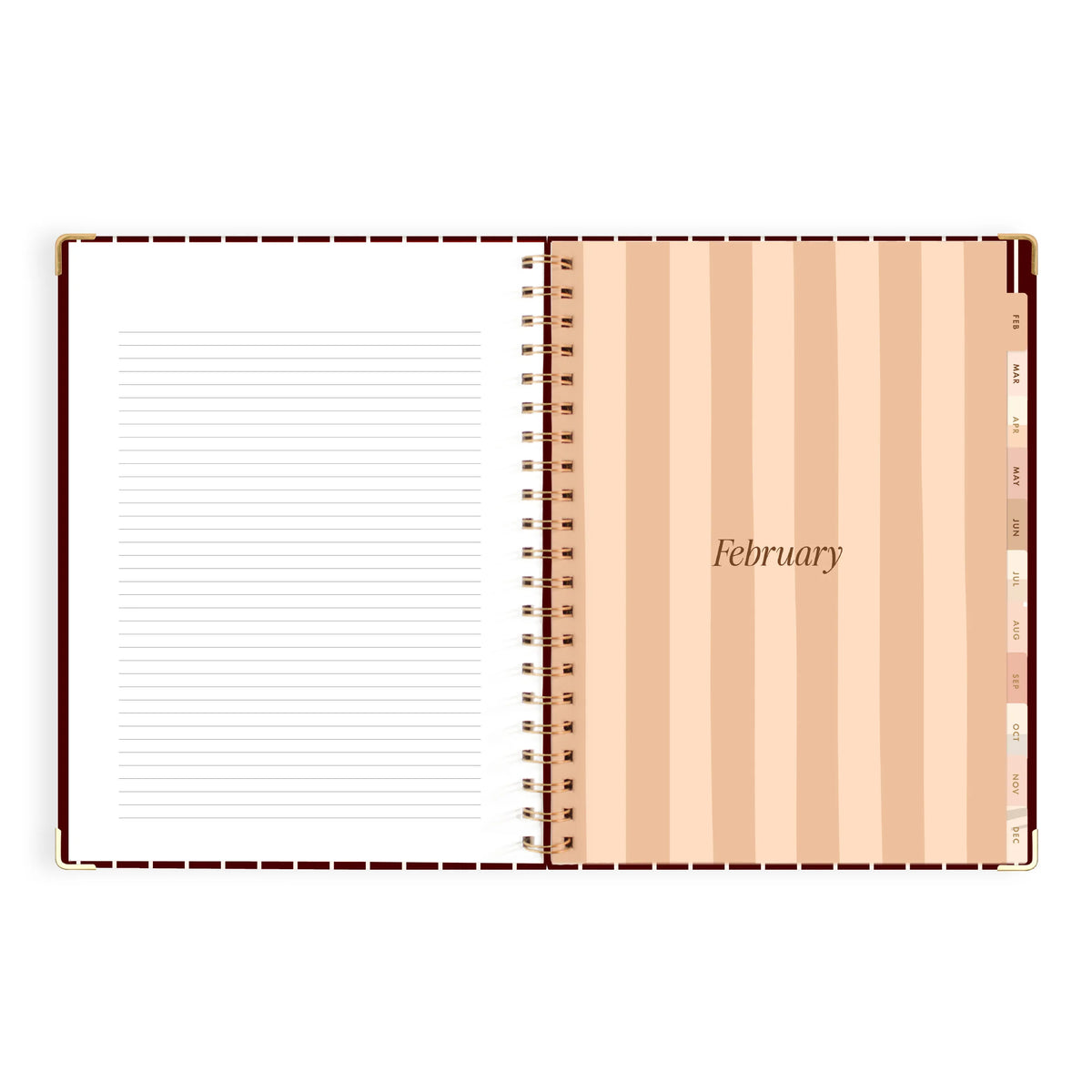 2027 A4 Academic Vertical Planner - Merlot Pinstripe