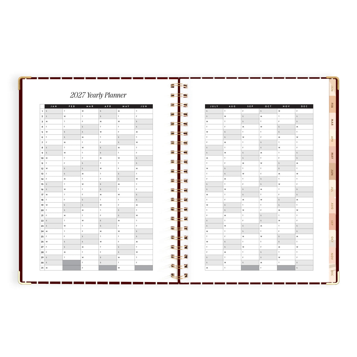 2027 A4 Academic Vertical Planner - Merlot Pinstripe