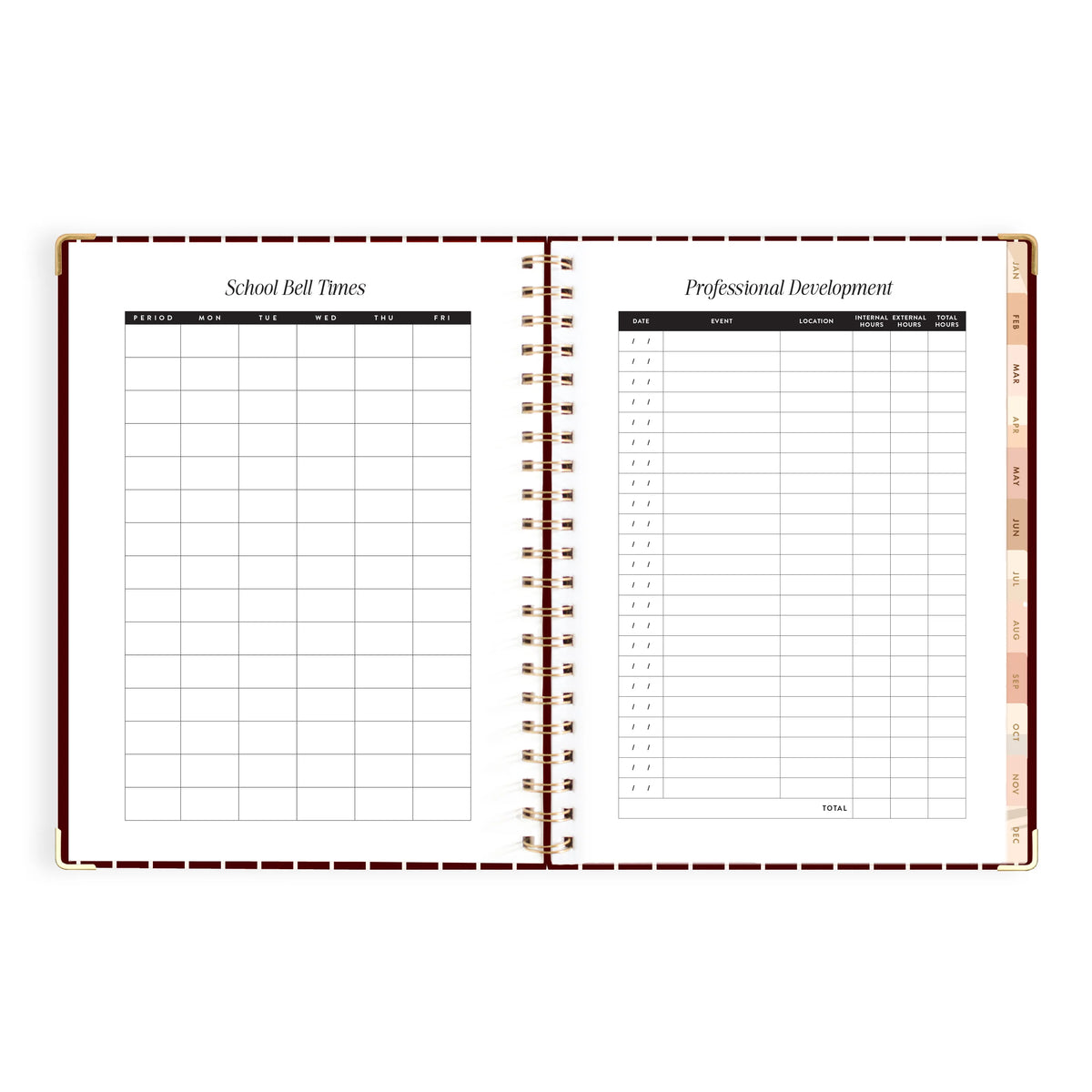 2027 A4 Academic Vertical Planner - Merlot Pinstripe