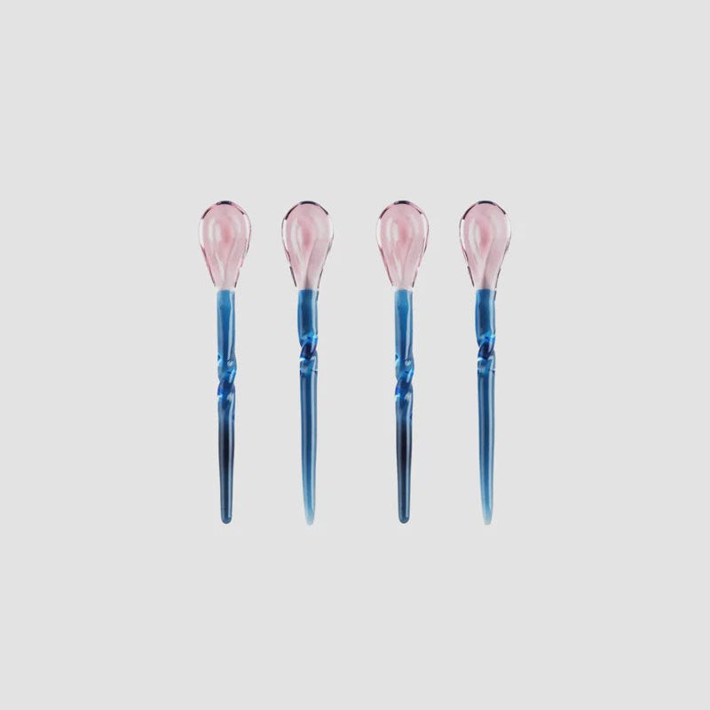Broste Cutlery Swirly Teaspoon Set of 4 - Blue/Pink
