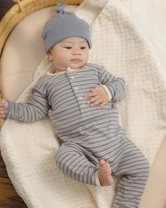 Ribbed Baby Jumpsuit - Slate Microstripe