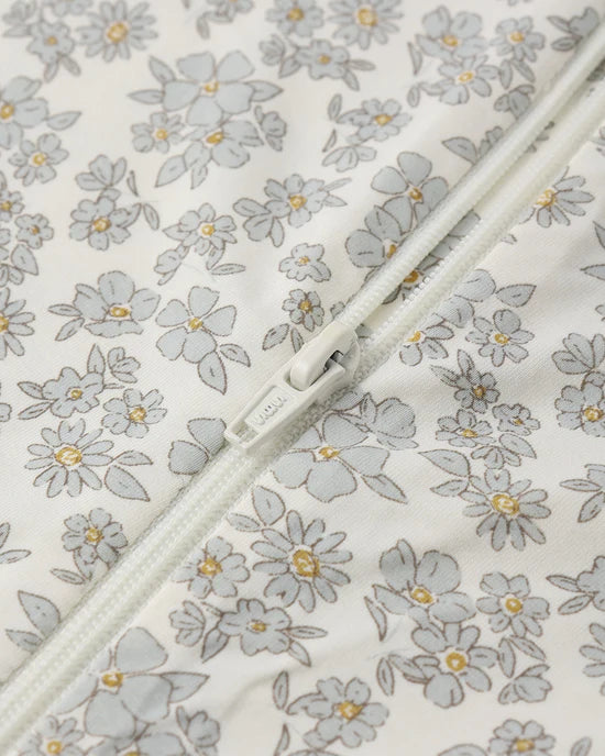 Bamboo Zip Footie || Blue Floral