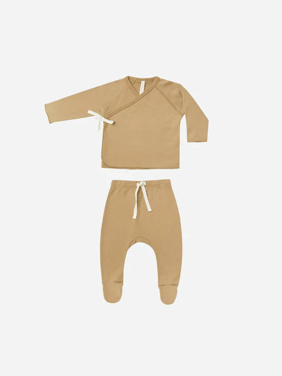 Wrap Top & Footed Pant Set - Honey