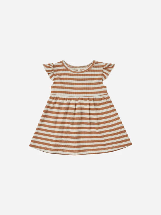 Flutter Sleeve Dress - Clay Stripe