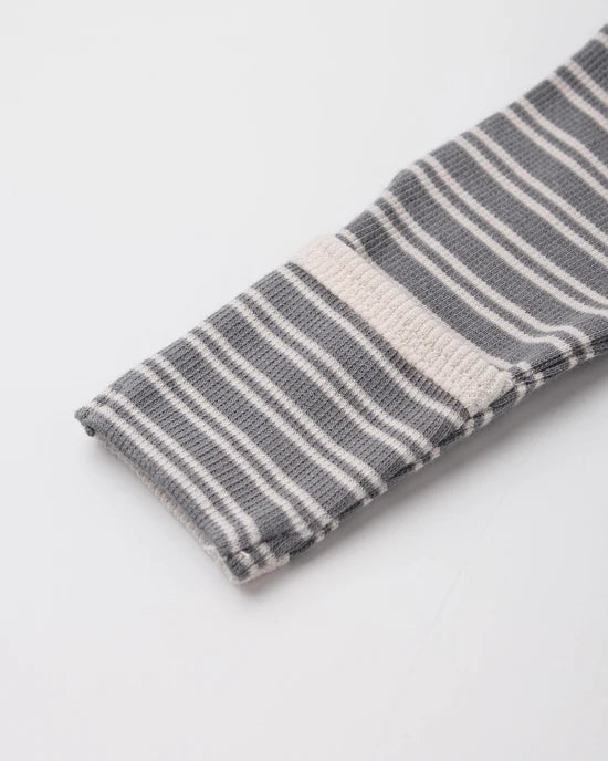 Knotted Baby Gown + Hat Set || Slate Microstripe