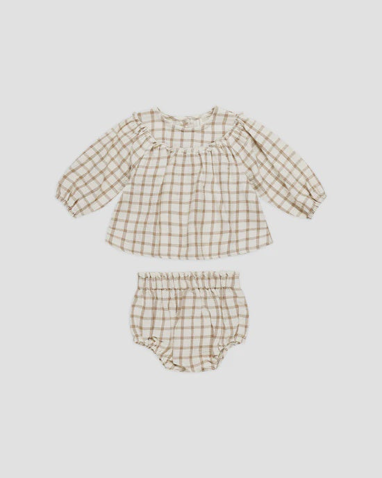 Mia Top + Bloomer Set - Cinnamon Plaid