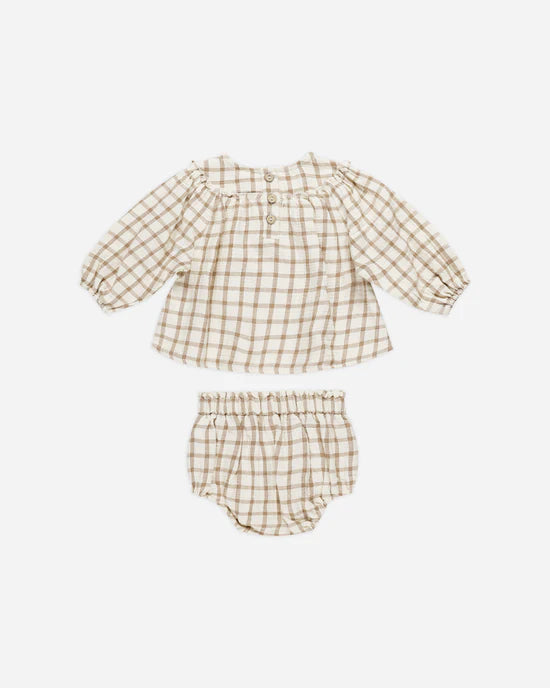 Mia Top + Bloomer Set - Cinnamon Plaid