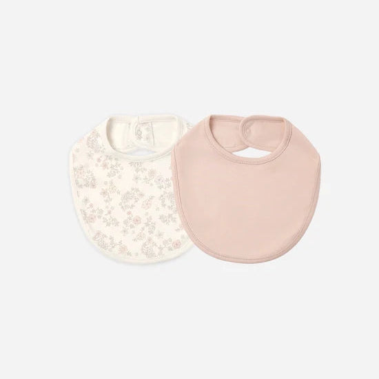 Jersey Snap Bib, 2 Pack Floral Vine, Dusty Rose