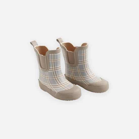 Rain Boots Blue Plaid