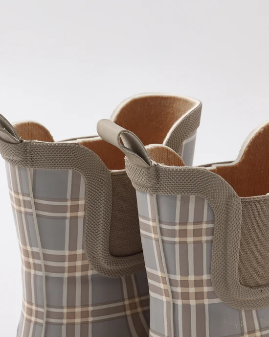 Rain Boots Blue Plaid