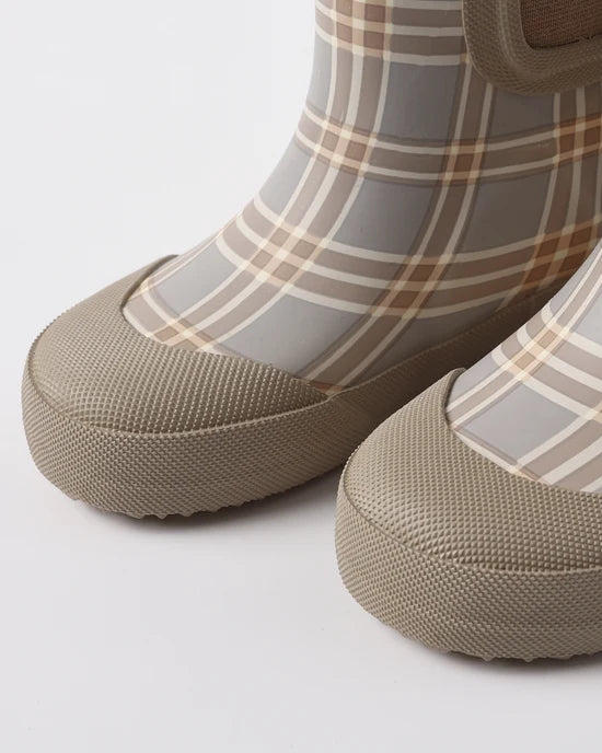 Rain Boots Blue Plaid