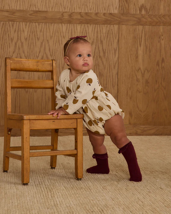LONG SLEEVE BUBBLE ROMPER || GOLDEN APPLES