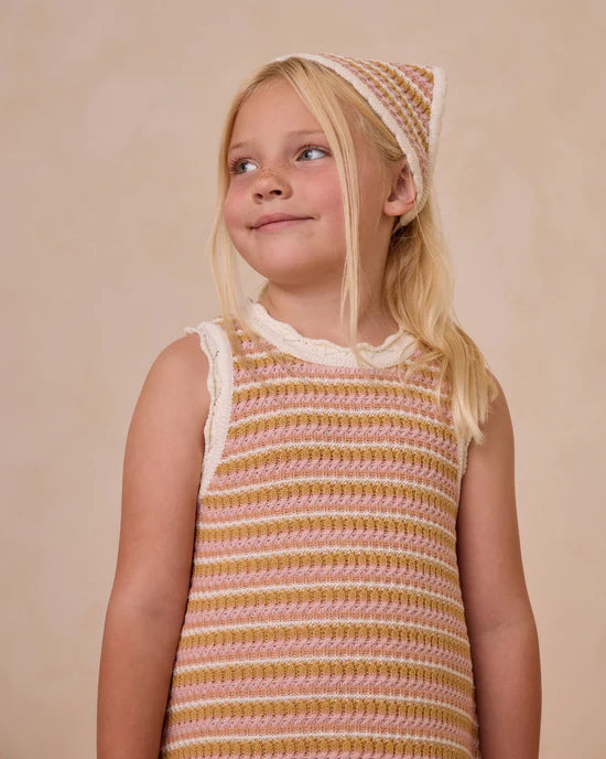 Crochet Tank Mini Dress || Pink  Stripe