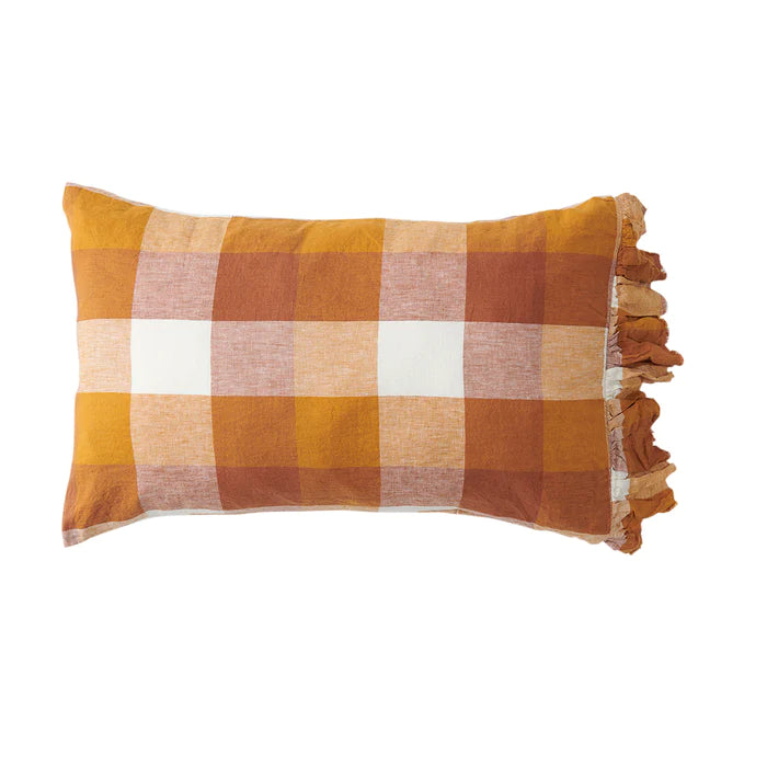 Biscuit Check Pillowcases - Ruffle