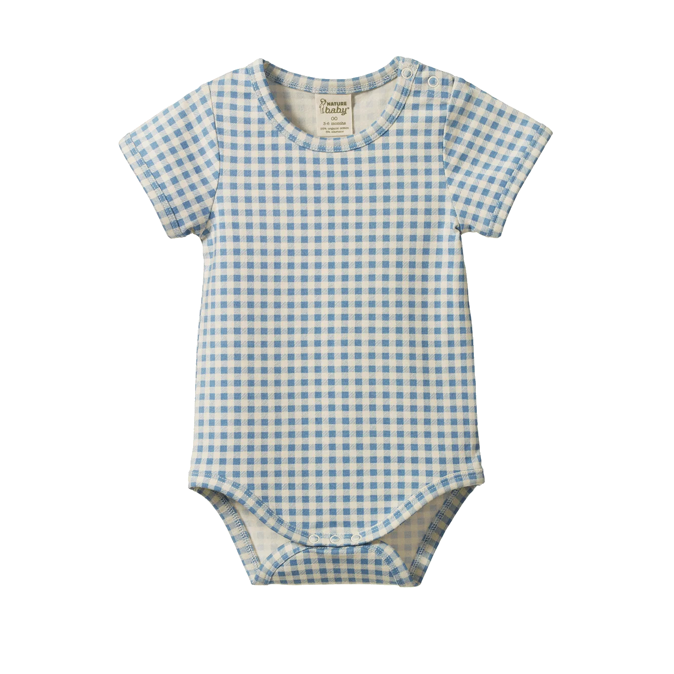 STRETCH JERSEY S/S BODYSUIT - Blue Gingham