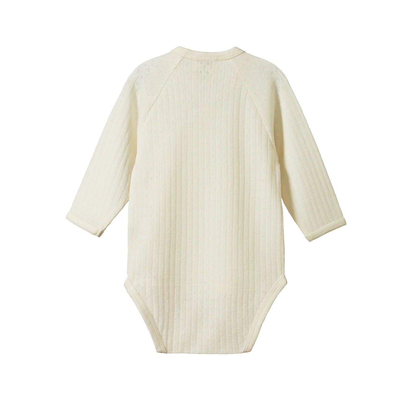 Merino Pointelle Long Sleeve Kimono Bodysuit - Natural