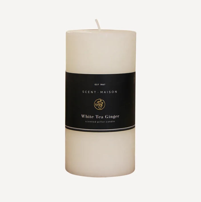 Maison Pillar Candle White Tea Ginger 4x6