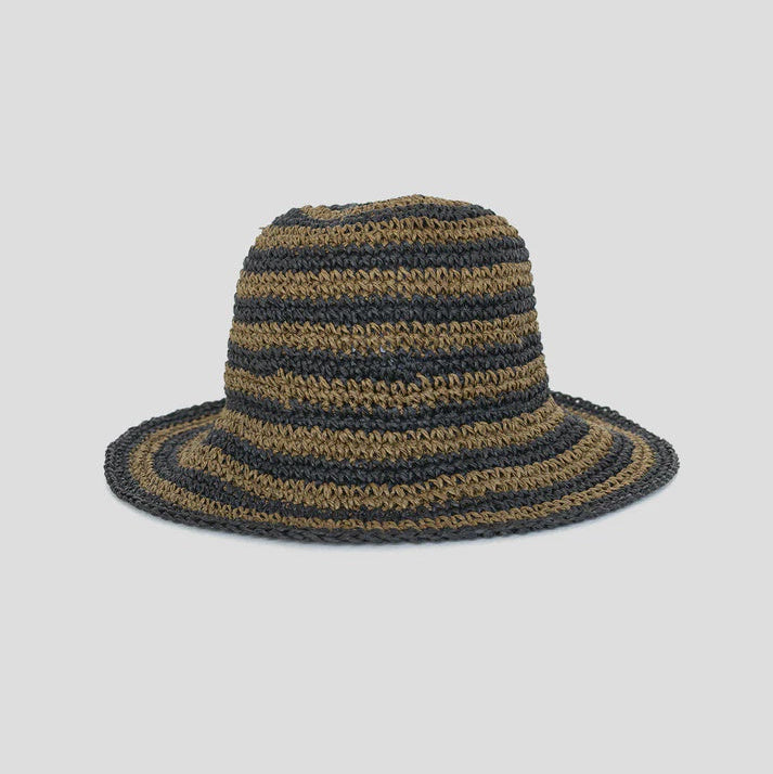 So Relaxed Sunhat - Black & Moss Stripes