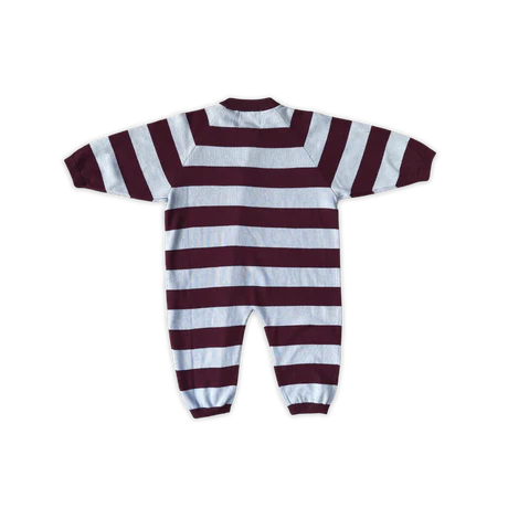 Organic Stripe Zipper Knit Starsuit - Plum & Haze