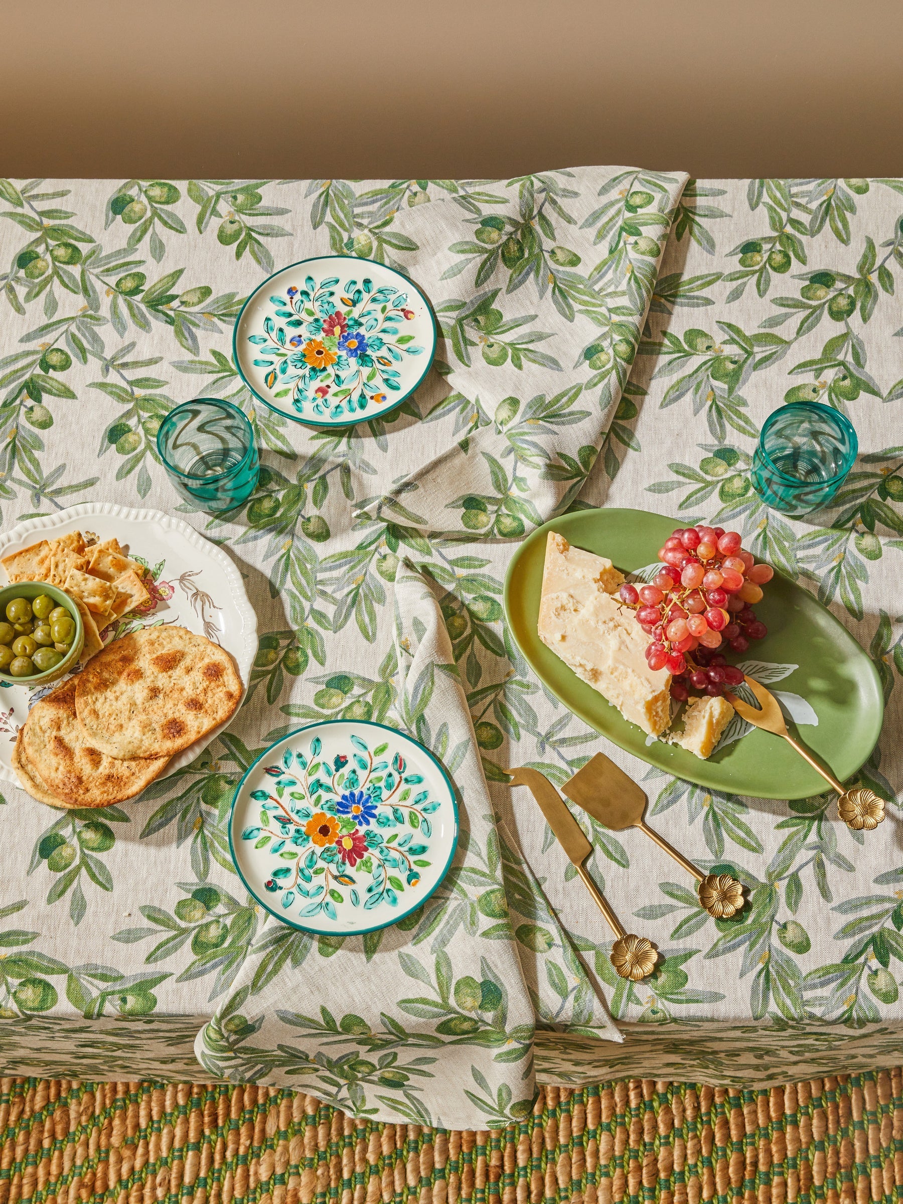 Olive Green Linen Tablecloth