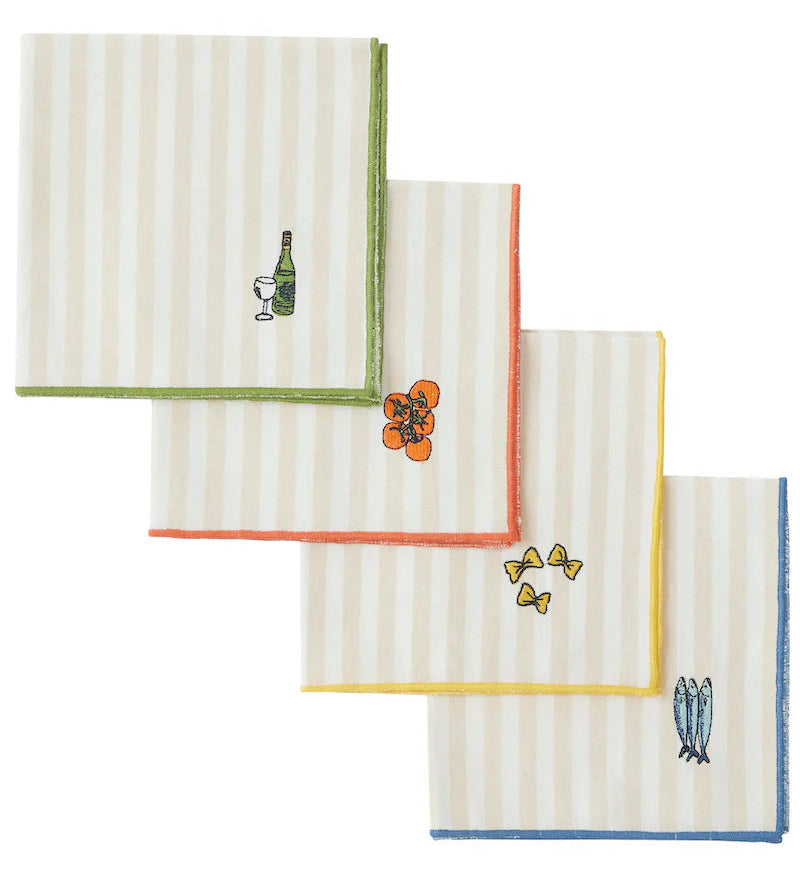 Deli Cotton Emb'd Napkins 40x40cm  - Set of 4 - Addy & Lou
