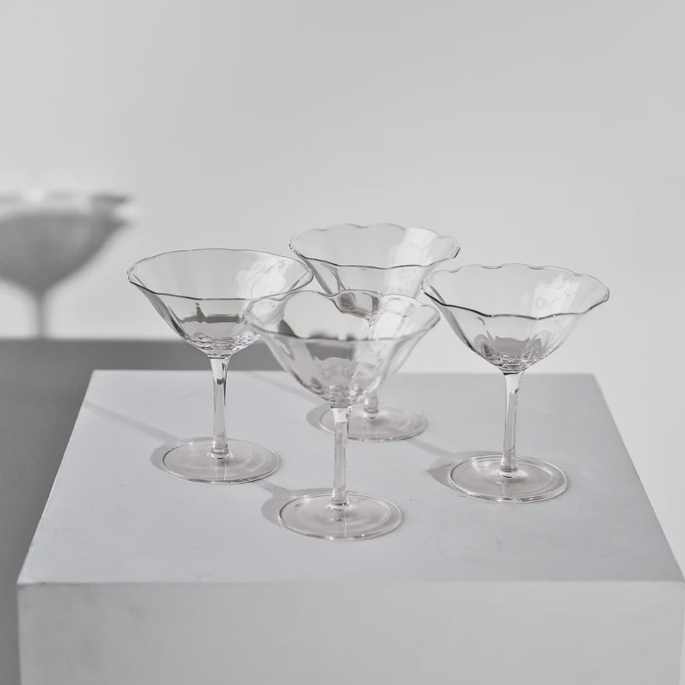 Fleur Cocktail Coupe- Set of 4- Clear