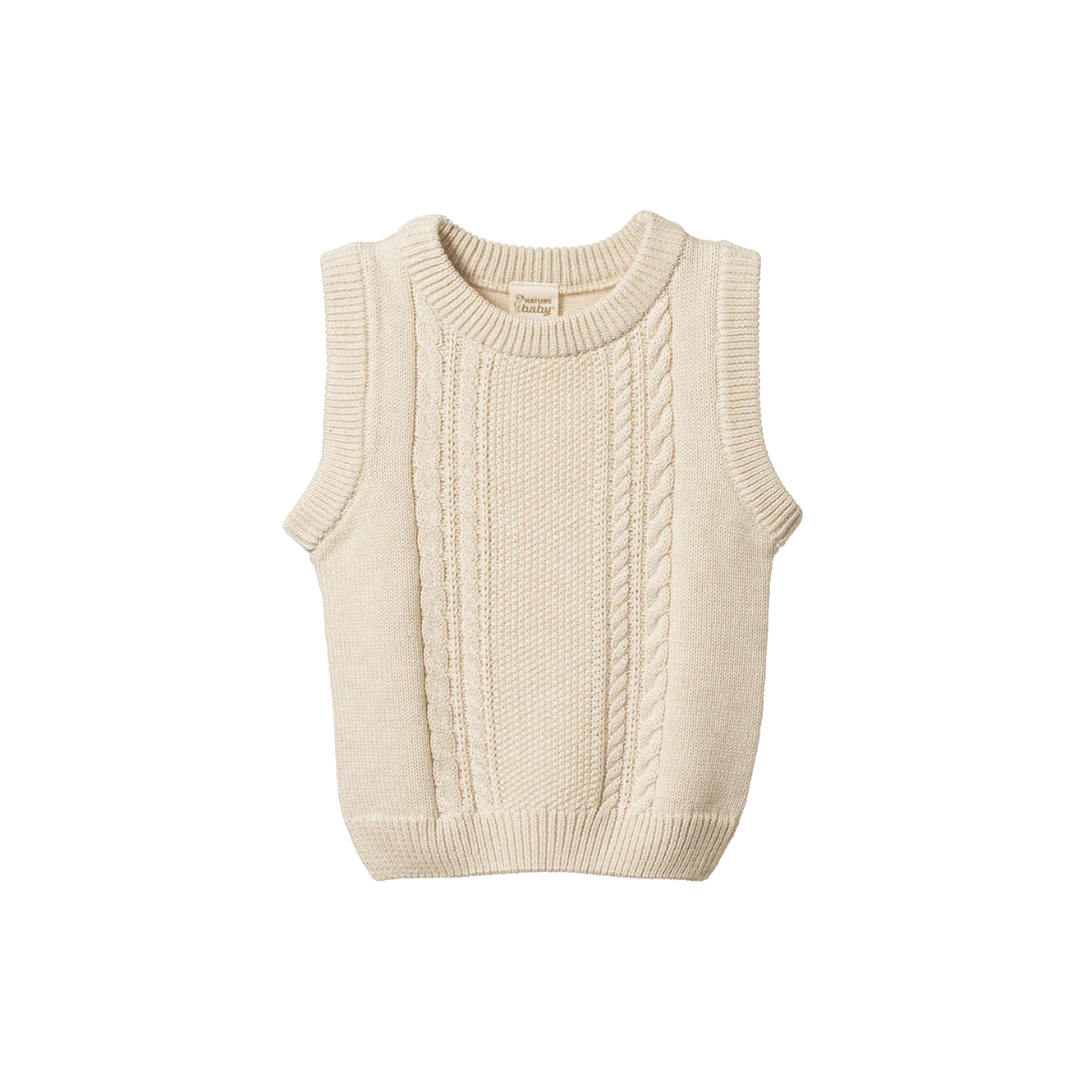 WALTER VEST - Oatmeal Marl Cable Knit