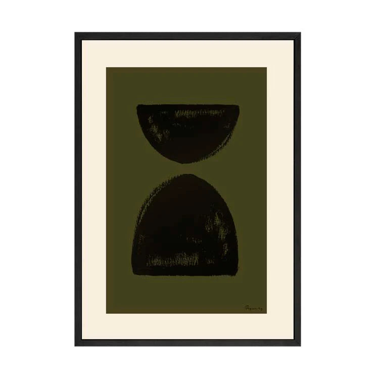 A1 Black Framed - Printed Shapes Khaki