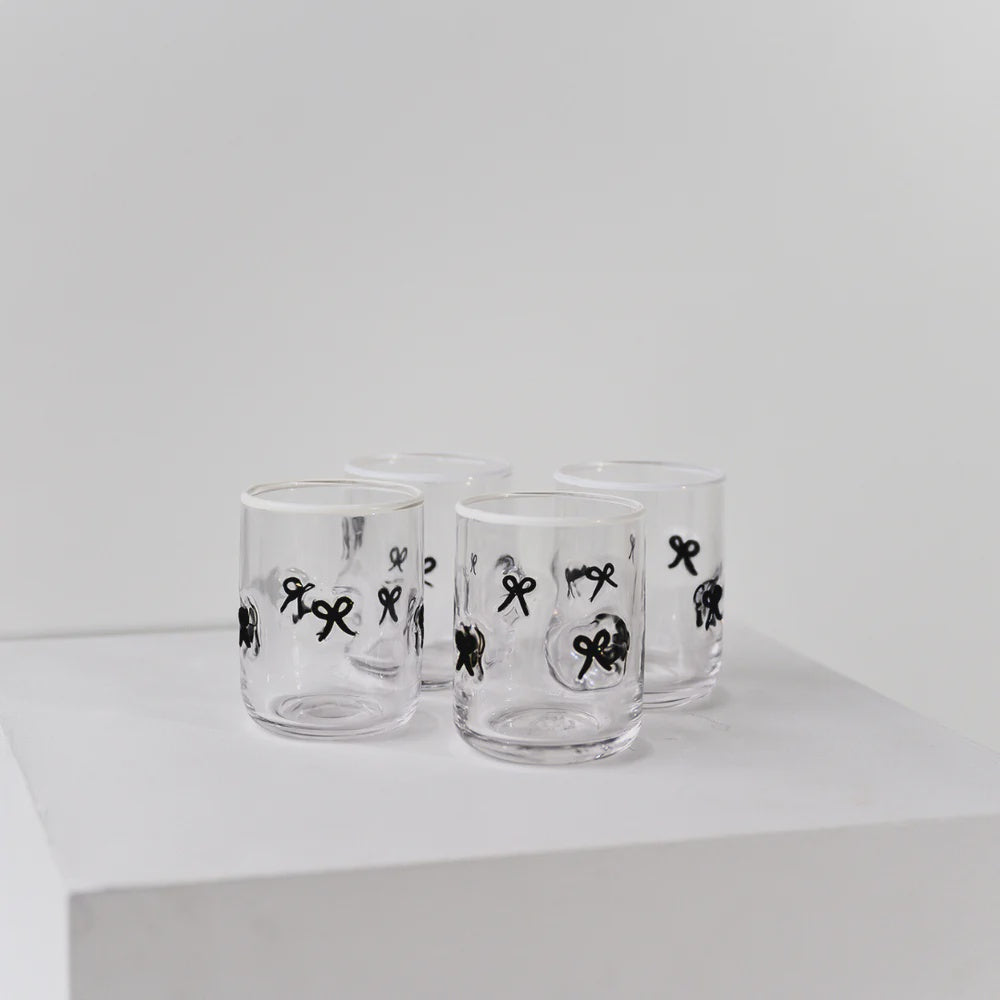 Black Bow Icon Glass - Set of 4