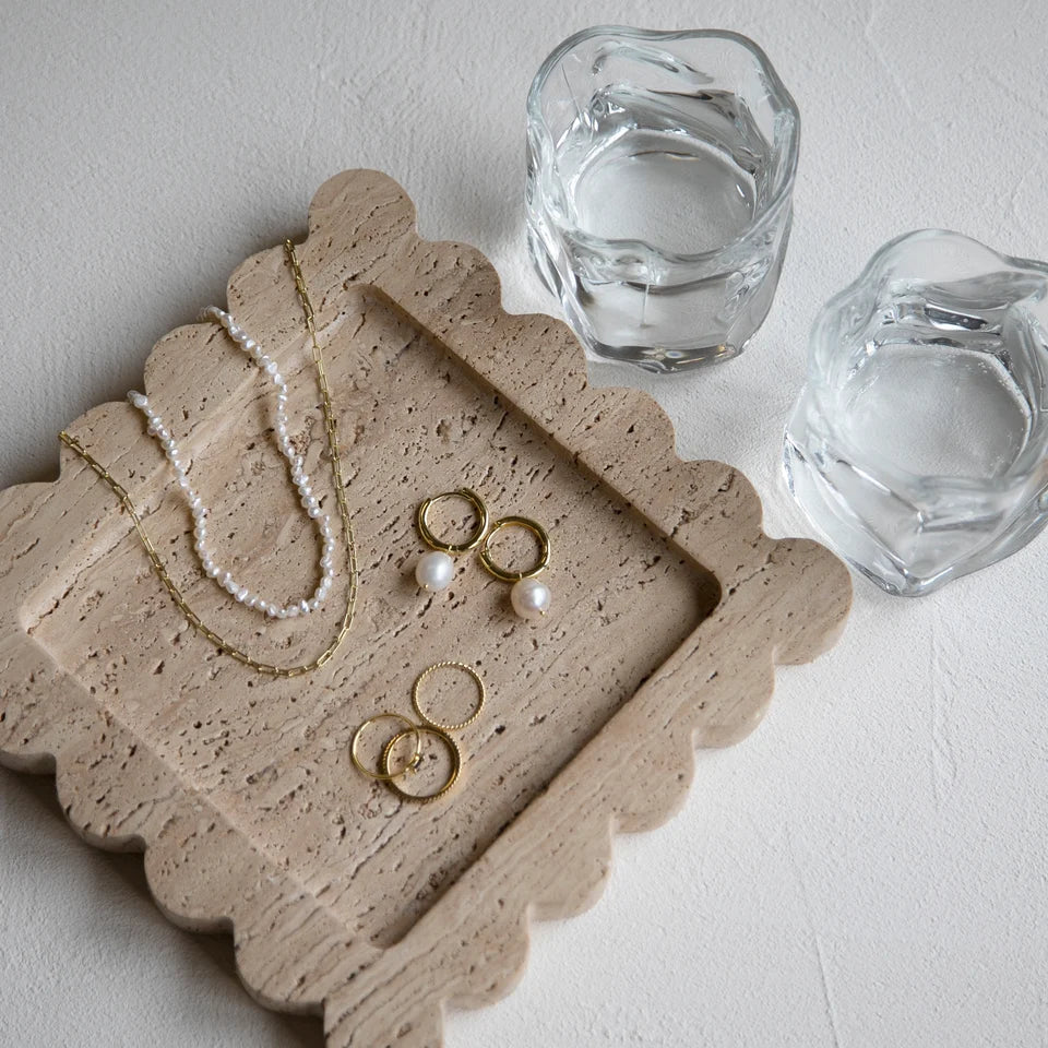 Travertine Scalloped Tray