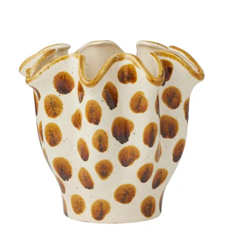 Brun Ceramic Pot 19x19cm Ivory/Brown